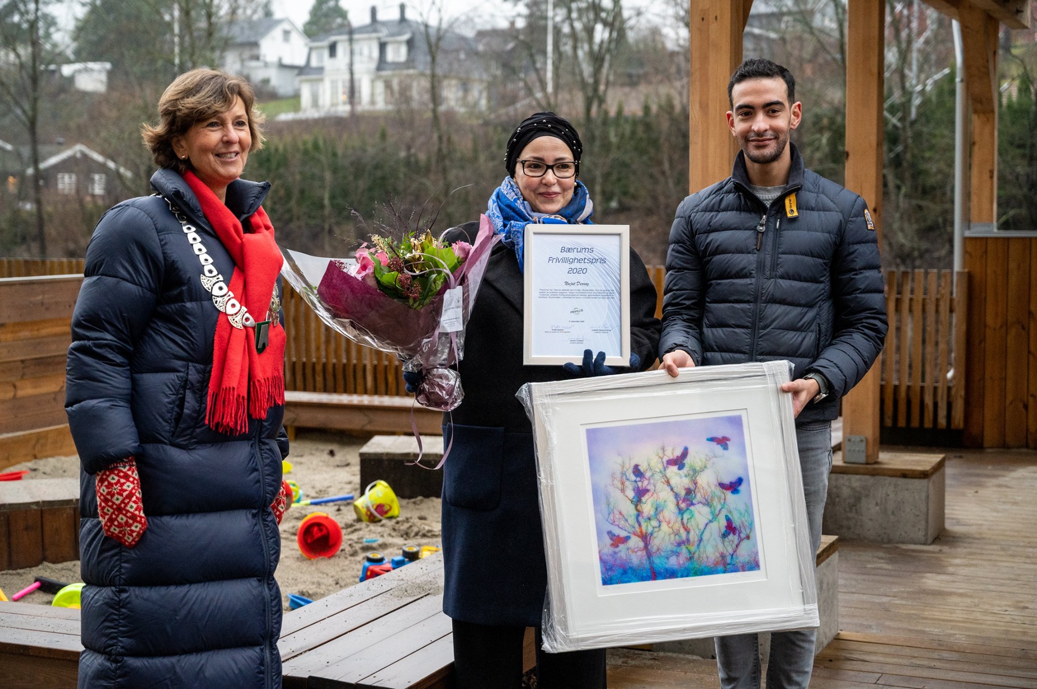 Ordfører lisbeth Hammer Krog og prisvinner Najat Derraz