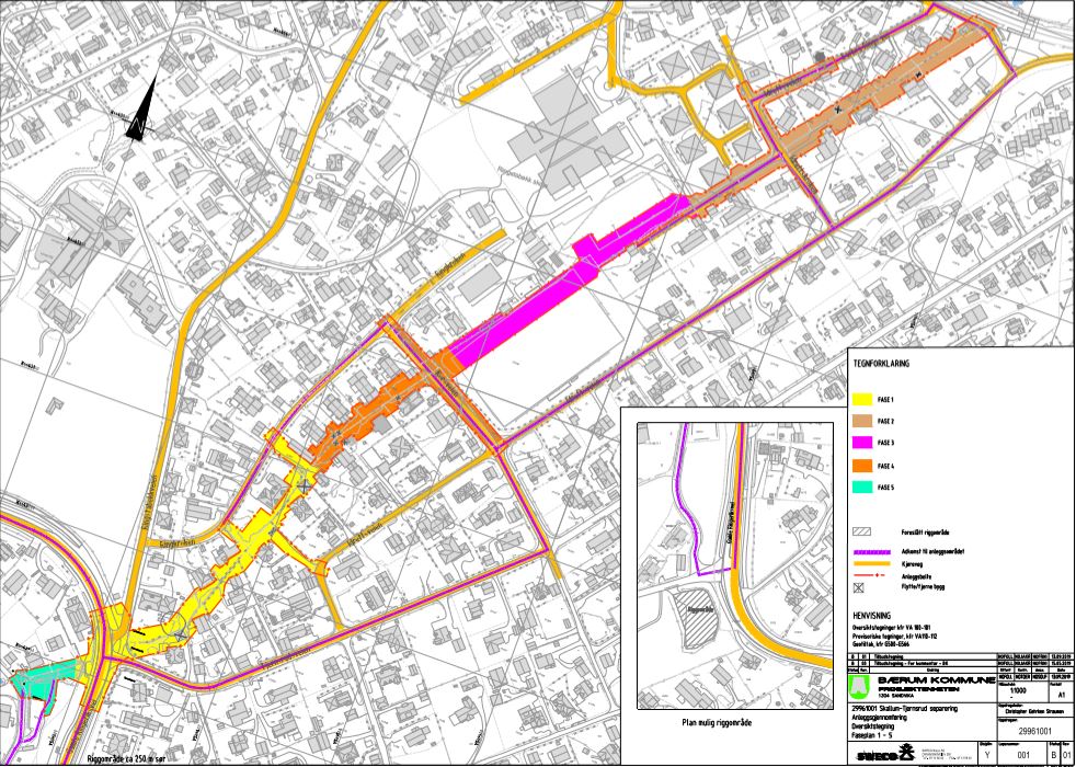 Kart som viser faseplan i prosjektet 