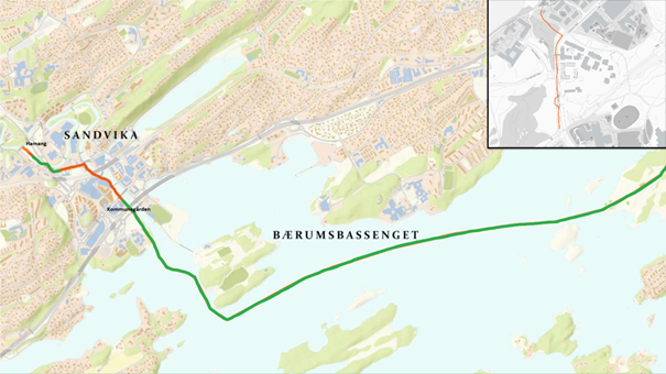 Kart som viser traseen