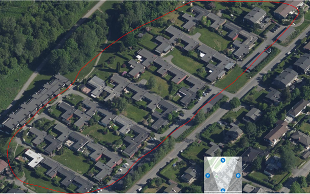 Flyfoto som viser prosjekt i Tollef Gravs vei