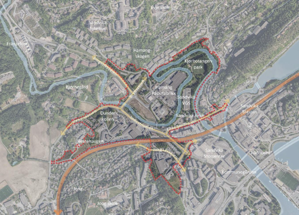 Kart over området Hamang og Smedbyen
