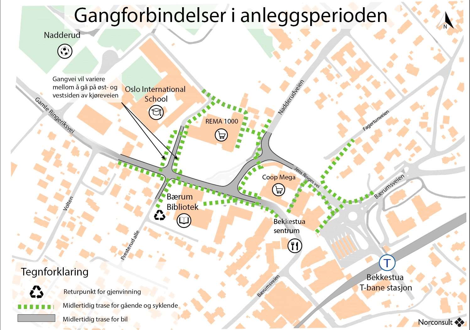 Bekkestua nord Gangforbindelser