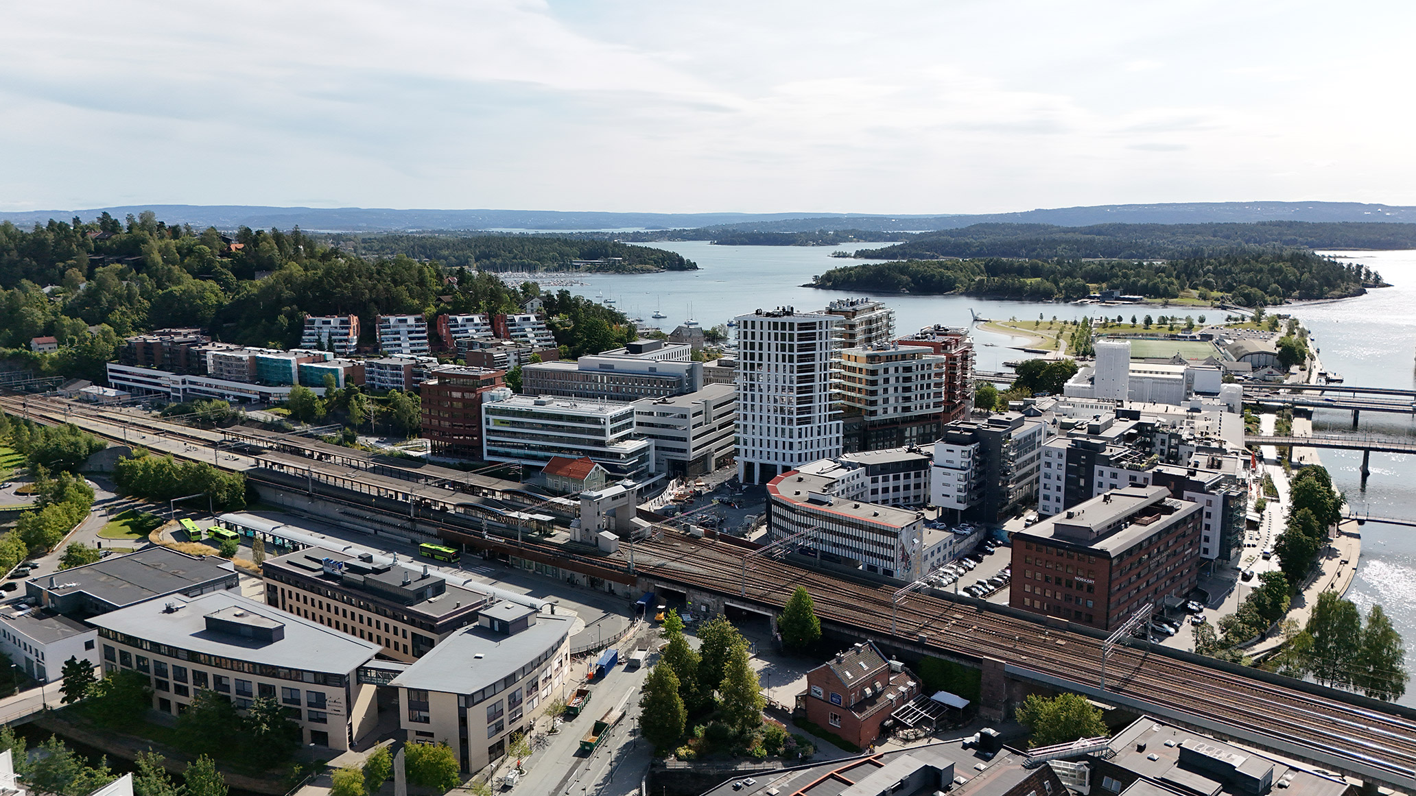 Flyfoto av Sandvika sentrum