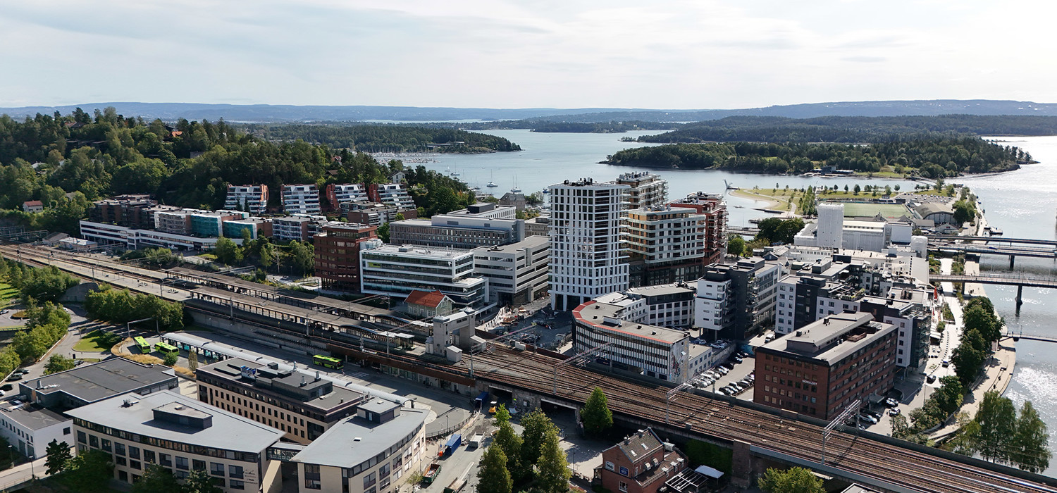 Flyfoto av Sandvika sentrum