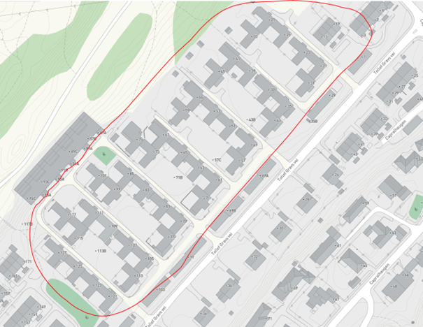 Kart som viser prosjekt i Tollef Gravs vei