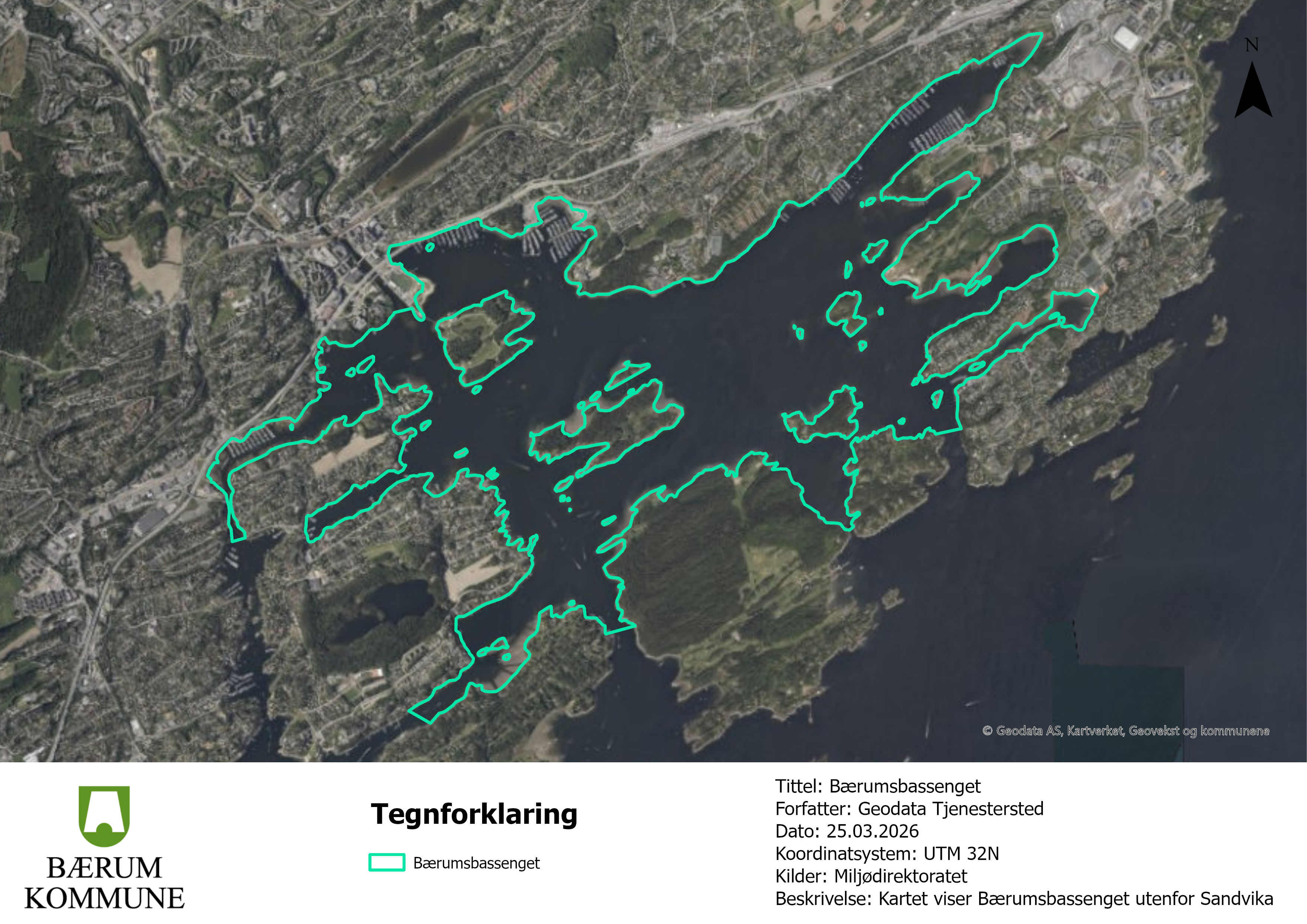 Bærumsbassenget er en del av Indre Oslofjord som ligger innenfor flere øyer; blant annet Ostøya og Nesøya. Bærumsbassenget har et areal på ni kvadratkilometer og dybde opptil 31 meter.