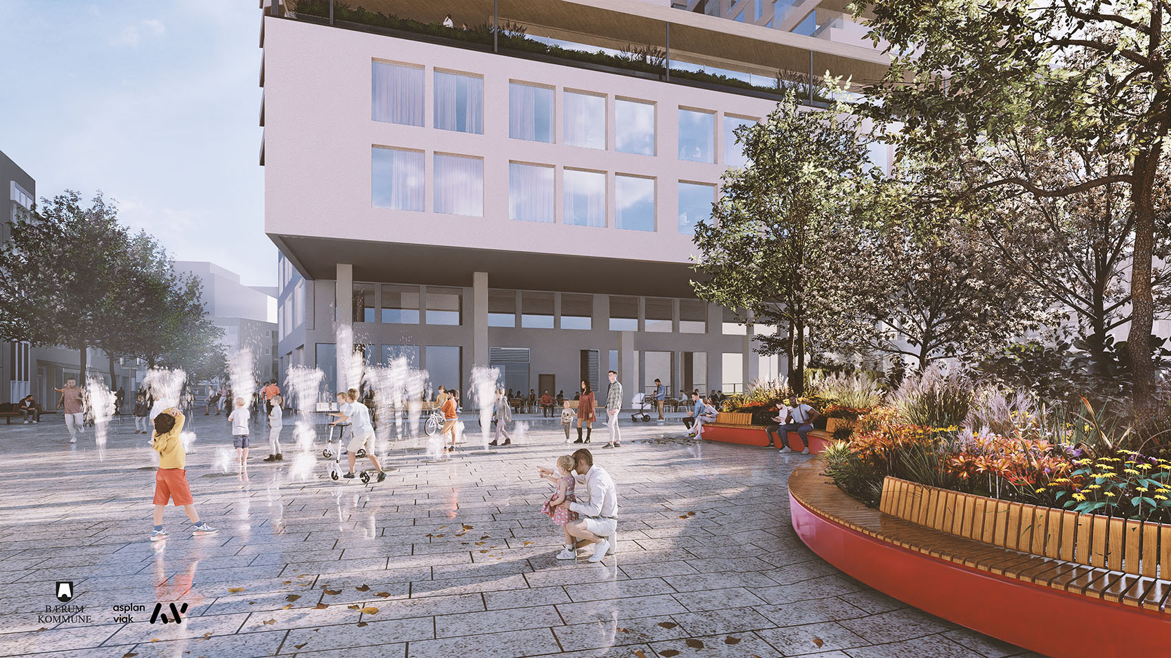 Illustrasjonen viser plassen i enden av Rådmann Halmrasts vei, mot Rådhustorget.