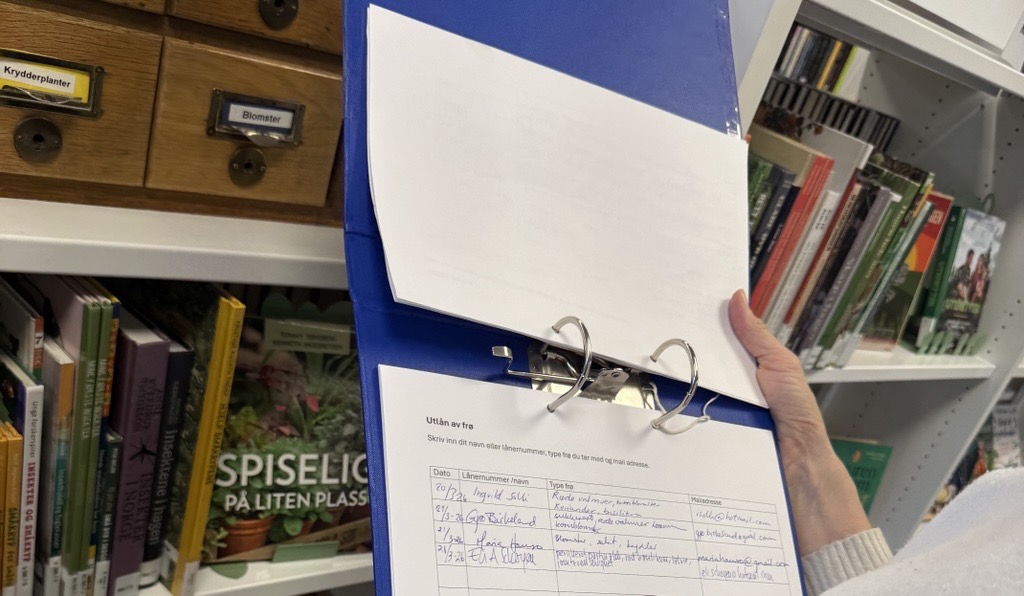 Mappe til å notere hvilke frøposer du tar med deg