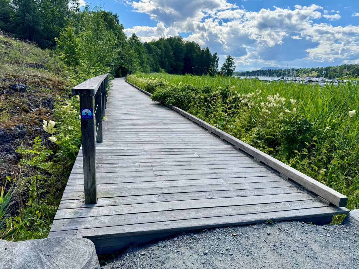 Kyststien fortsetter på trepromenaden utover Oksenøya.