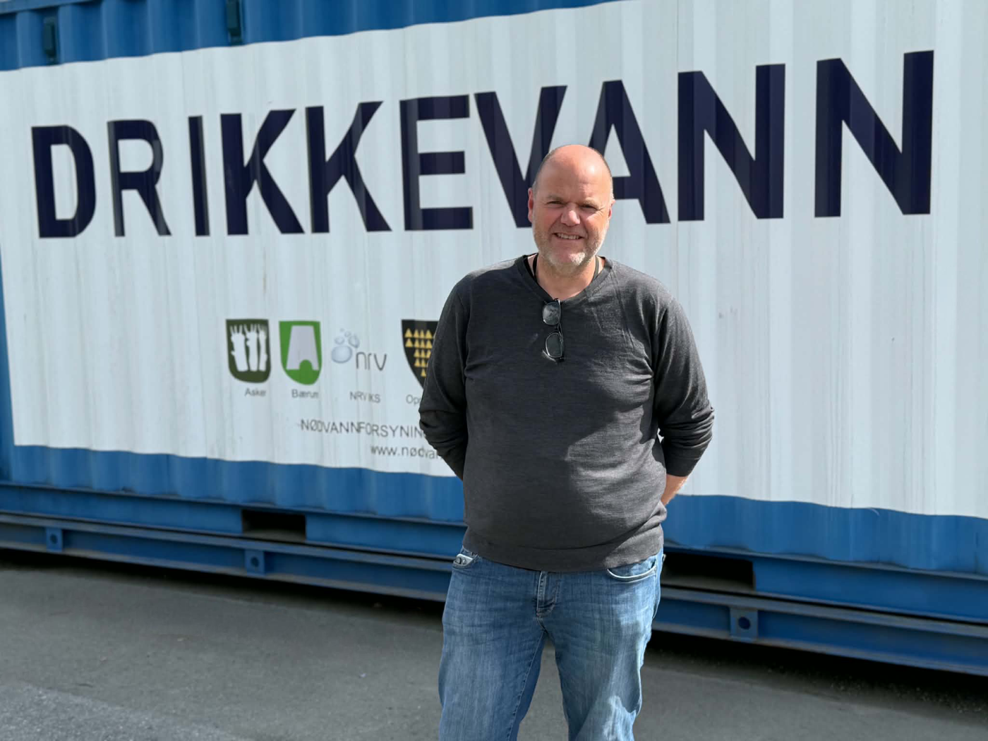 En container med nødvann i Bærum er en av flere containere i kommunesamarbeidet.