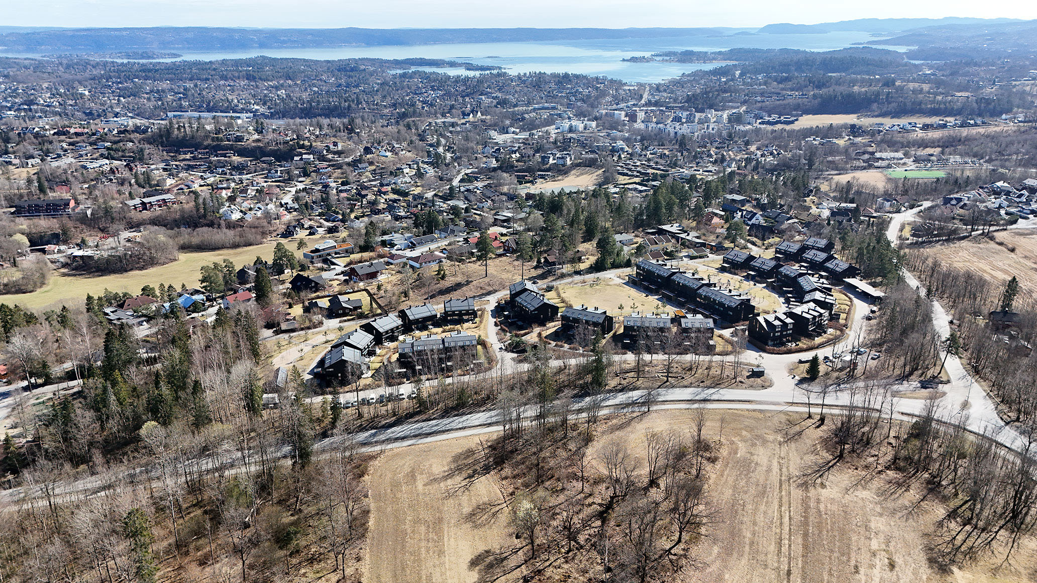 Et boligprosjekt på Staversletta er et av de større områdene som er bygd ned i Bærum siden 2015.  