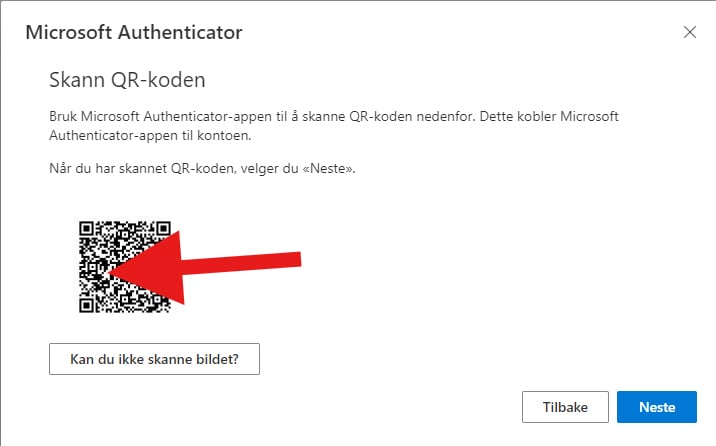 Skritt 12 - scann QR-koden og klikk "Neste"