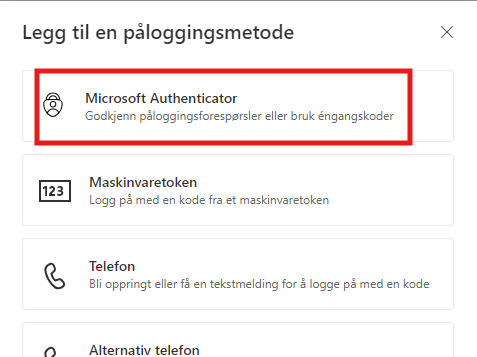 Skritt 7 - Velg "Microsoft Authenticator"