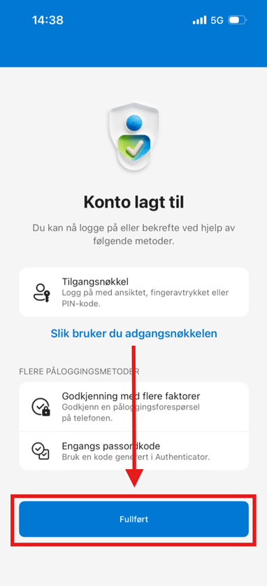 Oppsett av Passkey 16