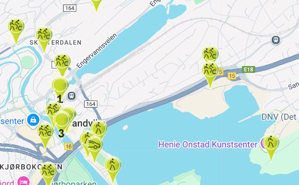 Velg tellepunkt – markert med sykkel/gå-symbol