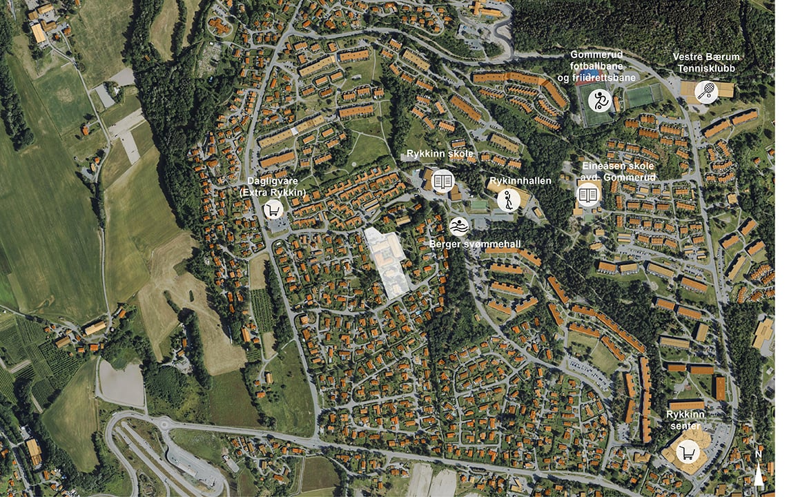 Berger sykehjem og barnehage - område på kart