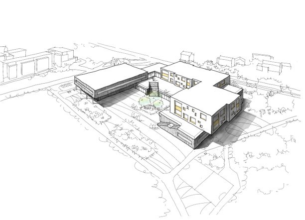 Illustrasjon som viser hvordan ny Hauger skole kan se ut