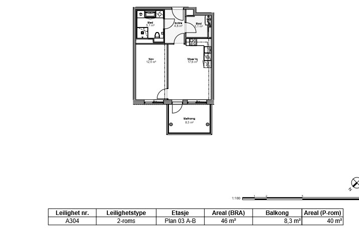Leilighet skisse Fornebu