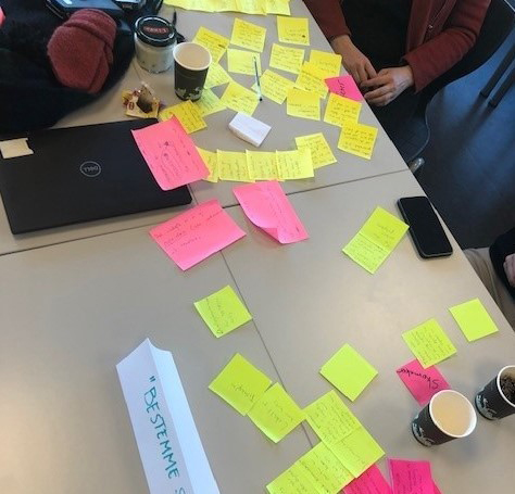 Selvbestemmelse - gruppe som er kreative med fargede lapper