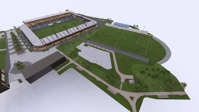 3D illustrasjon av Nye Nadderud idrettspark