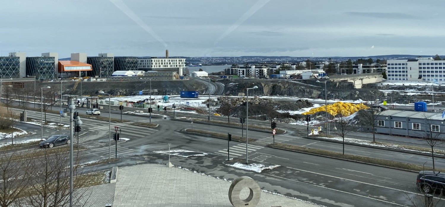 Fornebu sør fra storsenteret 22. februar 2022