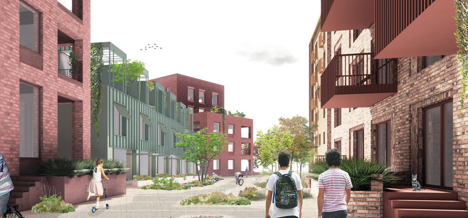 Nansenløkka - Skisse boliger mellom blokkene