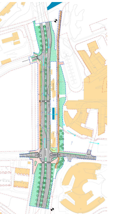 Fremtidig situasjon i henhold til planforslaget Snarøyveien