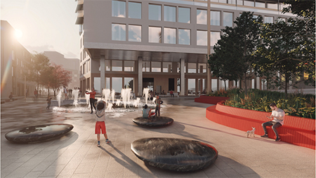 Illustrasjon av Sandvika sentrum øst kunstprosjekt i byggeperioden