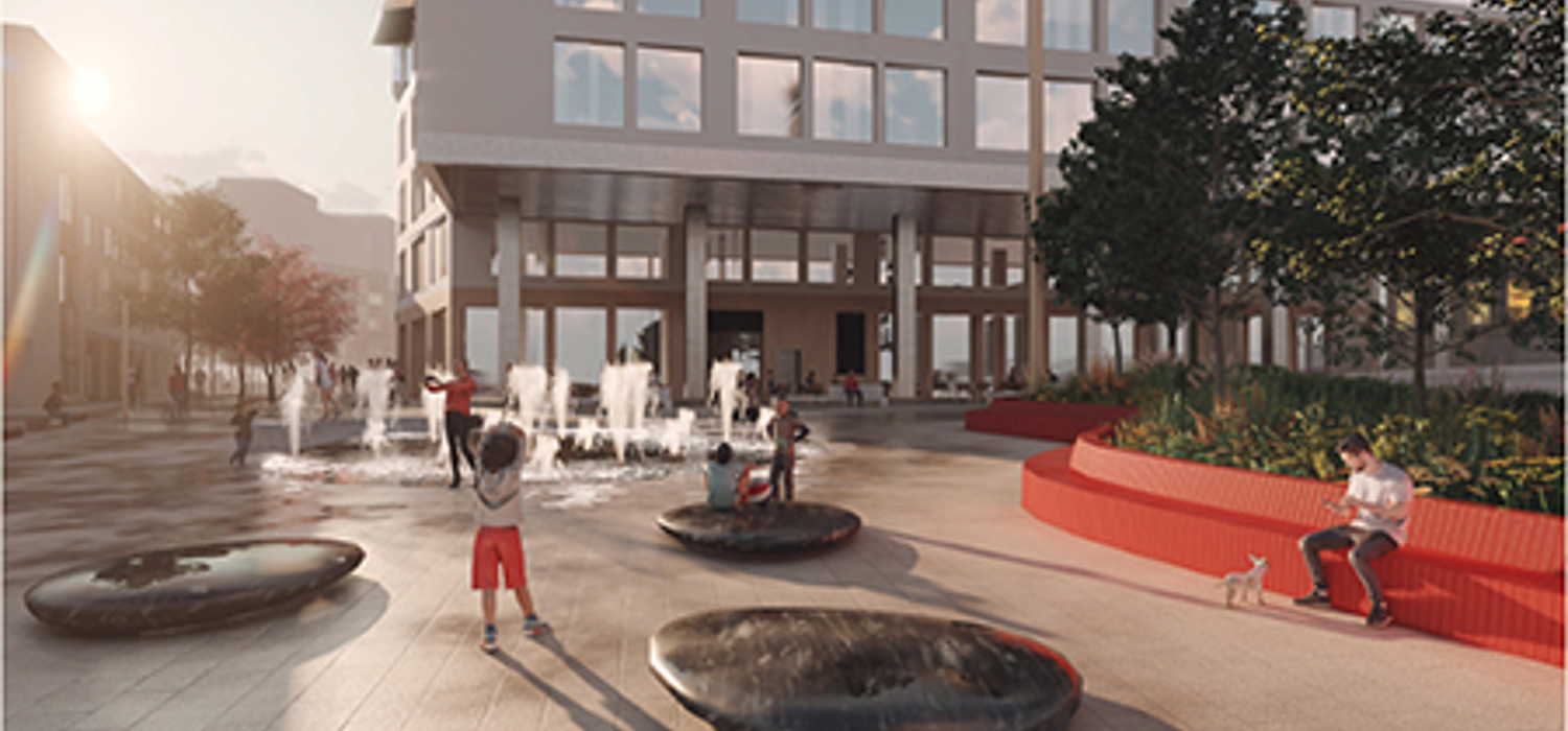 Illustrasjon av Sandvika sentrum øst kunstprosjekt i byggeperioden