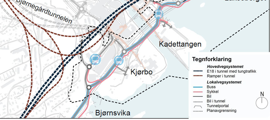 Sandvika sjøfront veisystem alternativ 2