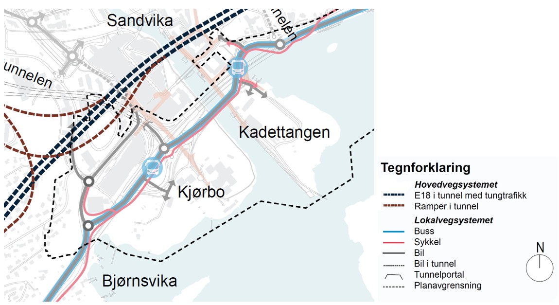 Sandvika sjøfront veisystem alternativ 2