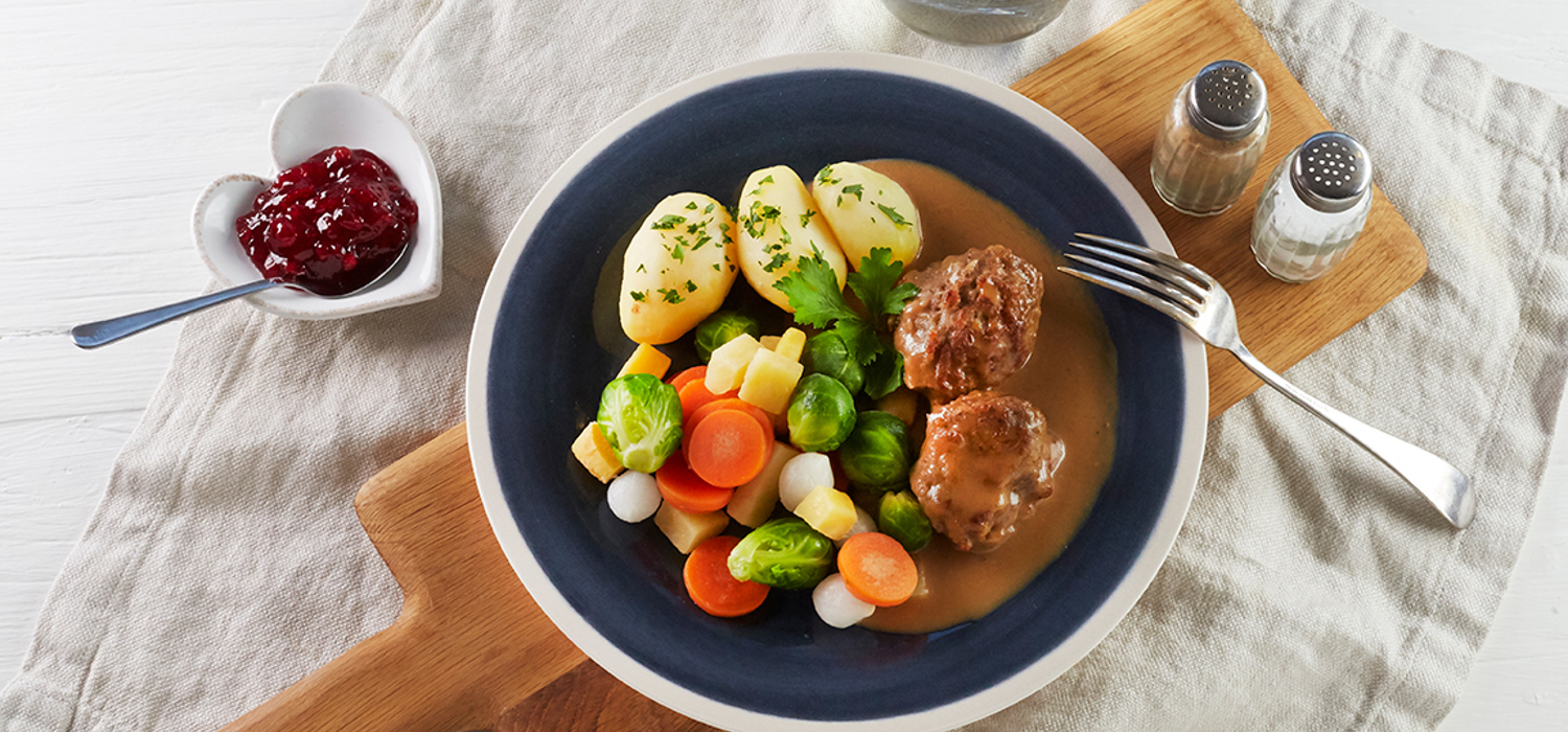 Fårefrikadeller med høstgrønnsaker