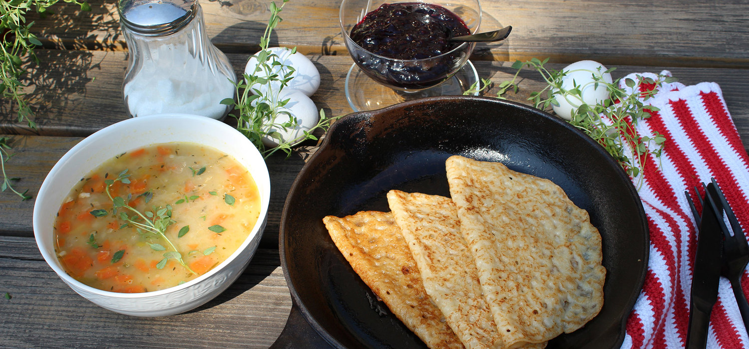 Pannekaker med ertesuppe