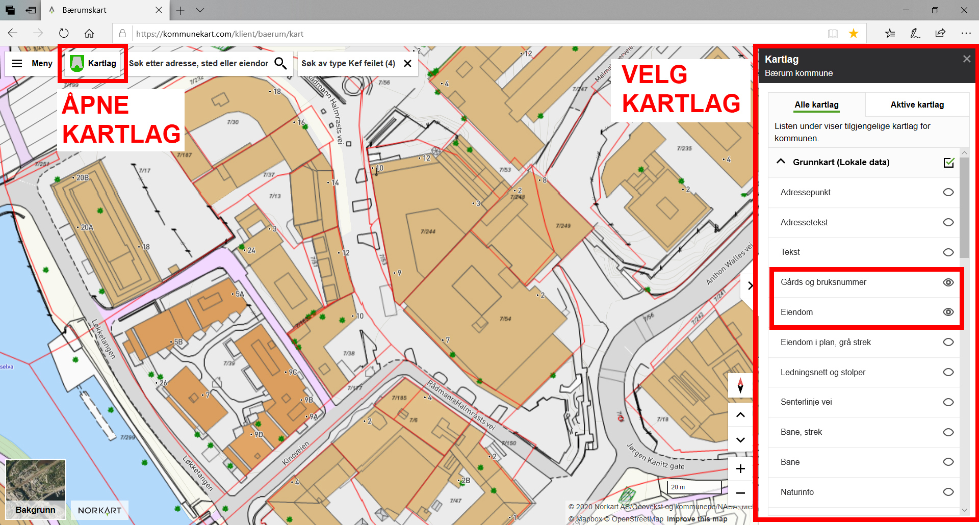 2. Skru av og på kartlag