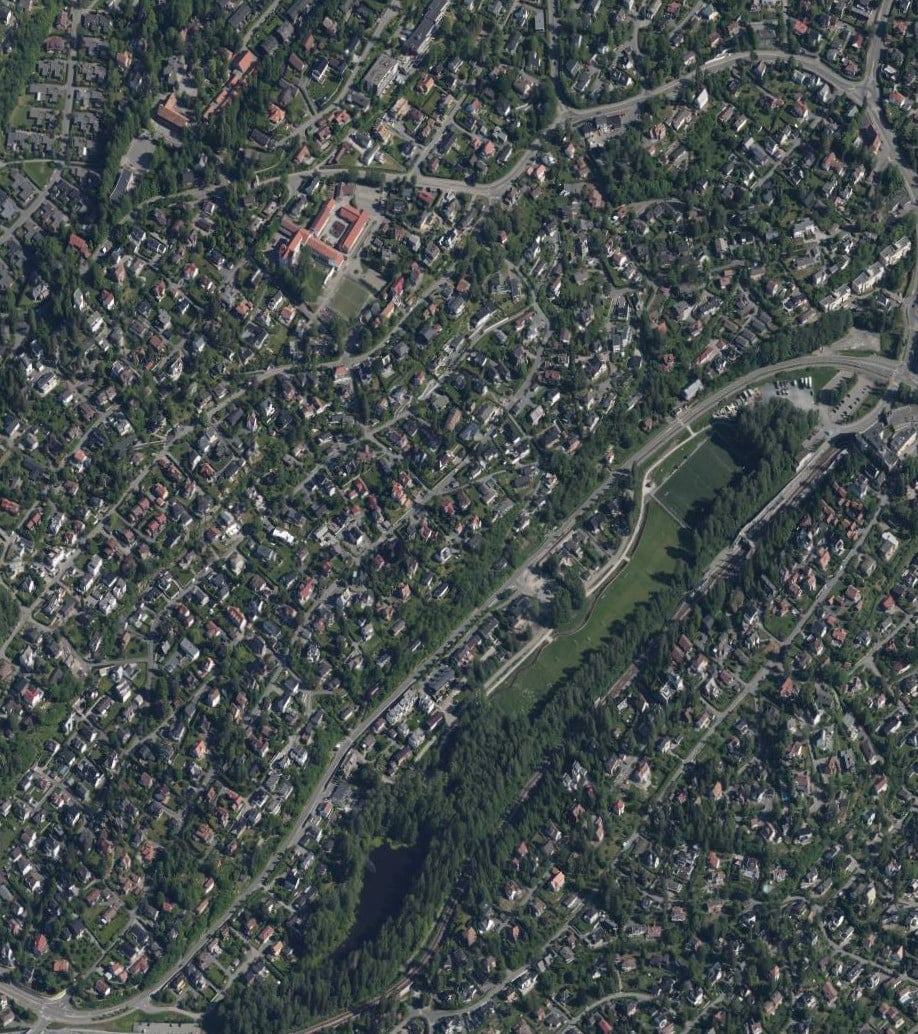 Flyfoto av Søråsen prosjektet for vann og avløp