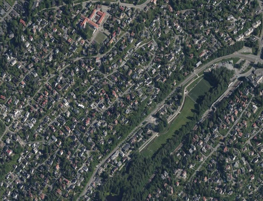 Flyfoto av Søråsen prosjektet for vann og avløp