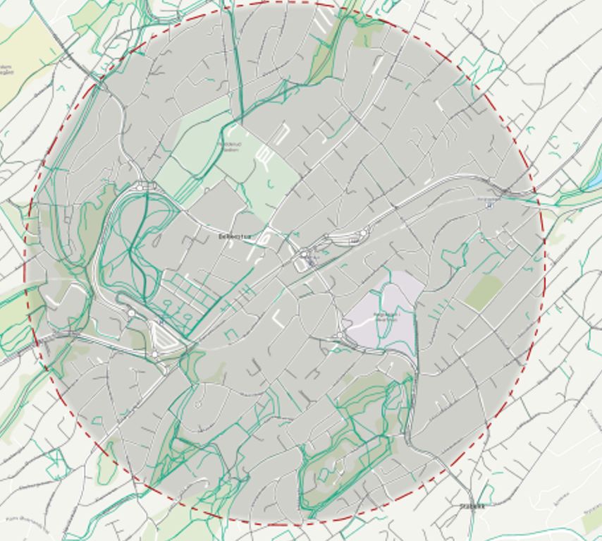 Bekkestua senter (1 km avstand fra knutepunkt)