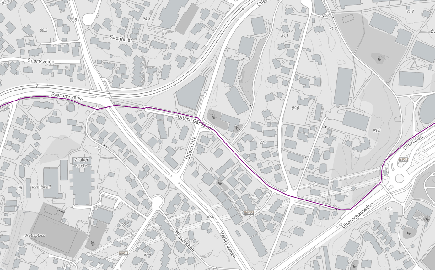 Sykkelkart: Bærumsveien og Ullernchausséen