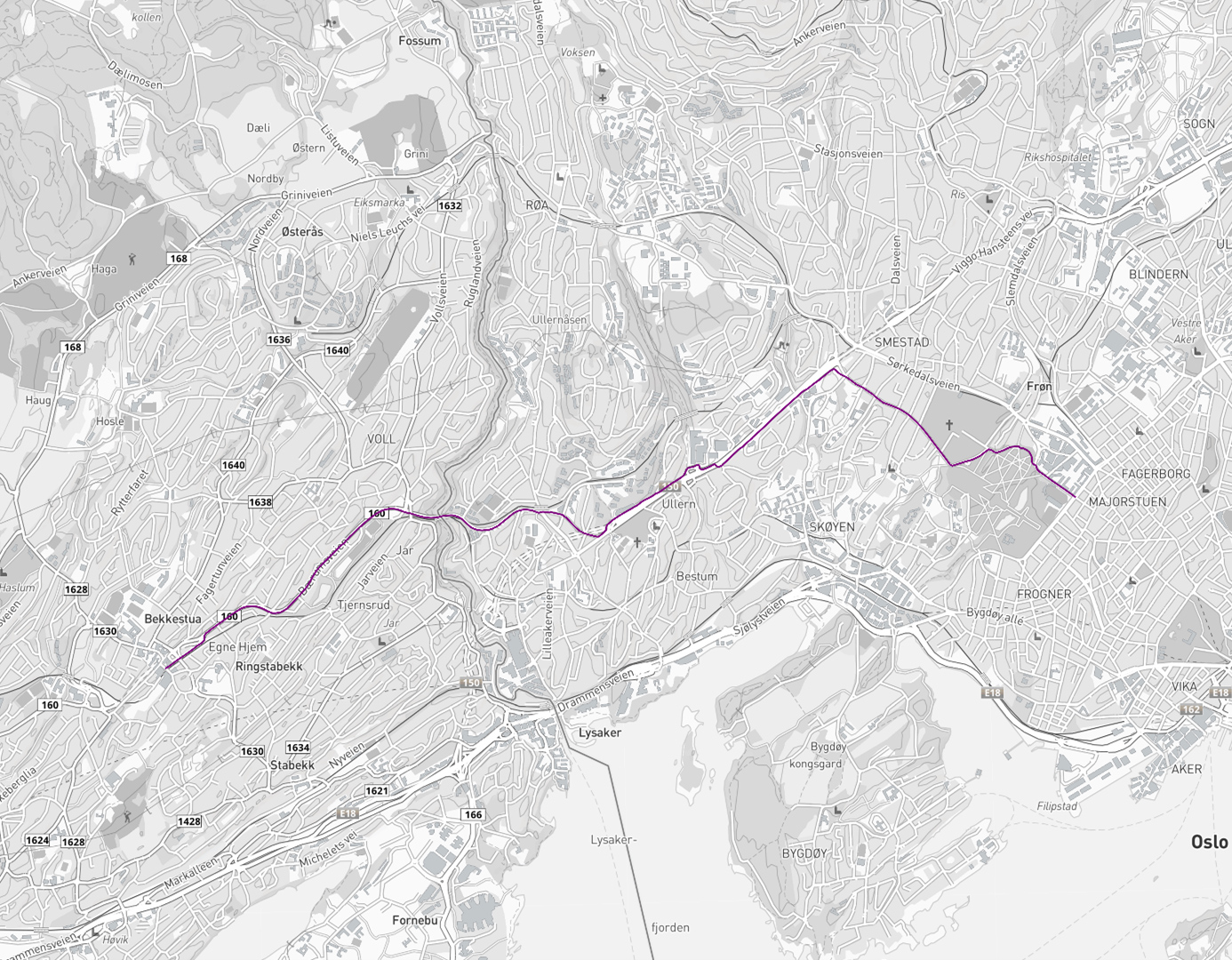 Sykkelkaret - Bekkestua sentrum til Majorstua (30 minutter)